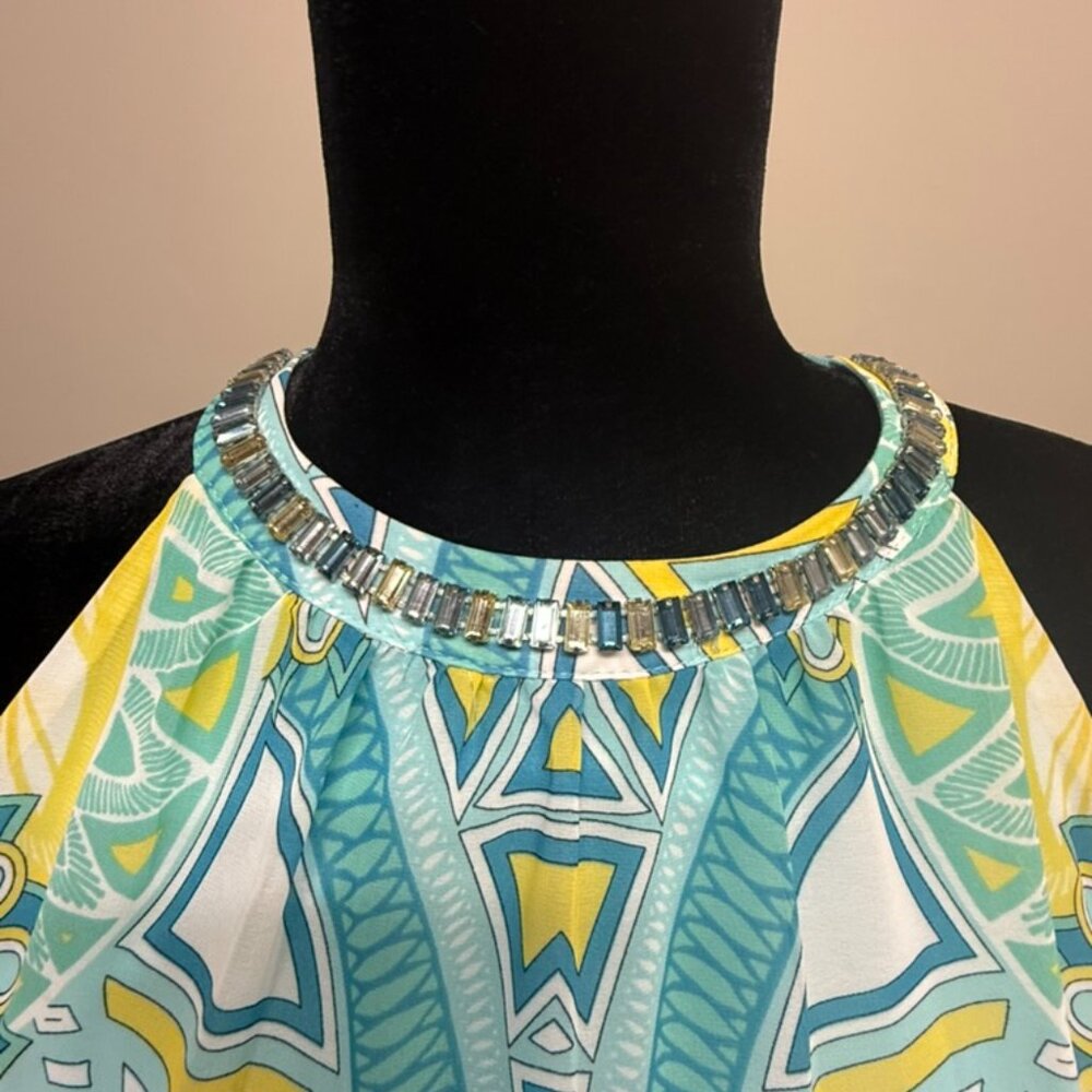 Long Multi Coloured Dress with Jewel Collar - Picture 2 of 5